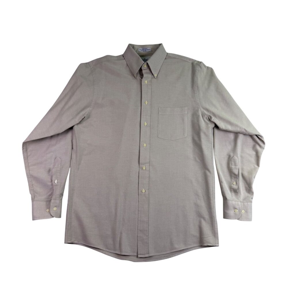 The Arrow Company Mens Beige Button-Up Shirt Slim Fit 15 1/2 34/35